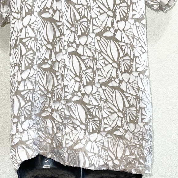 Rebecca Taylor Woman SILK Metallic Floral Textile Top Blouse Size 6 - Picture 8 of 12